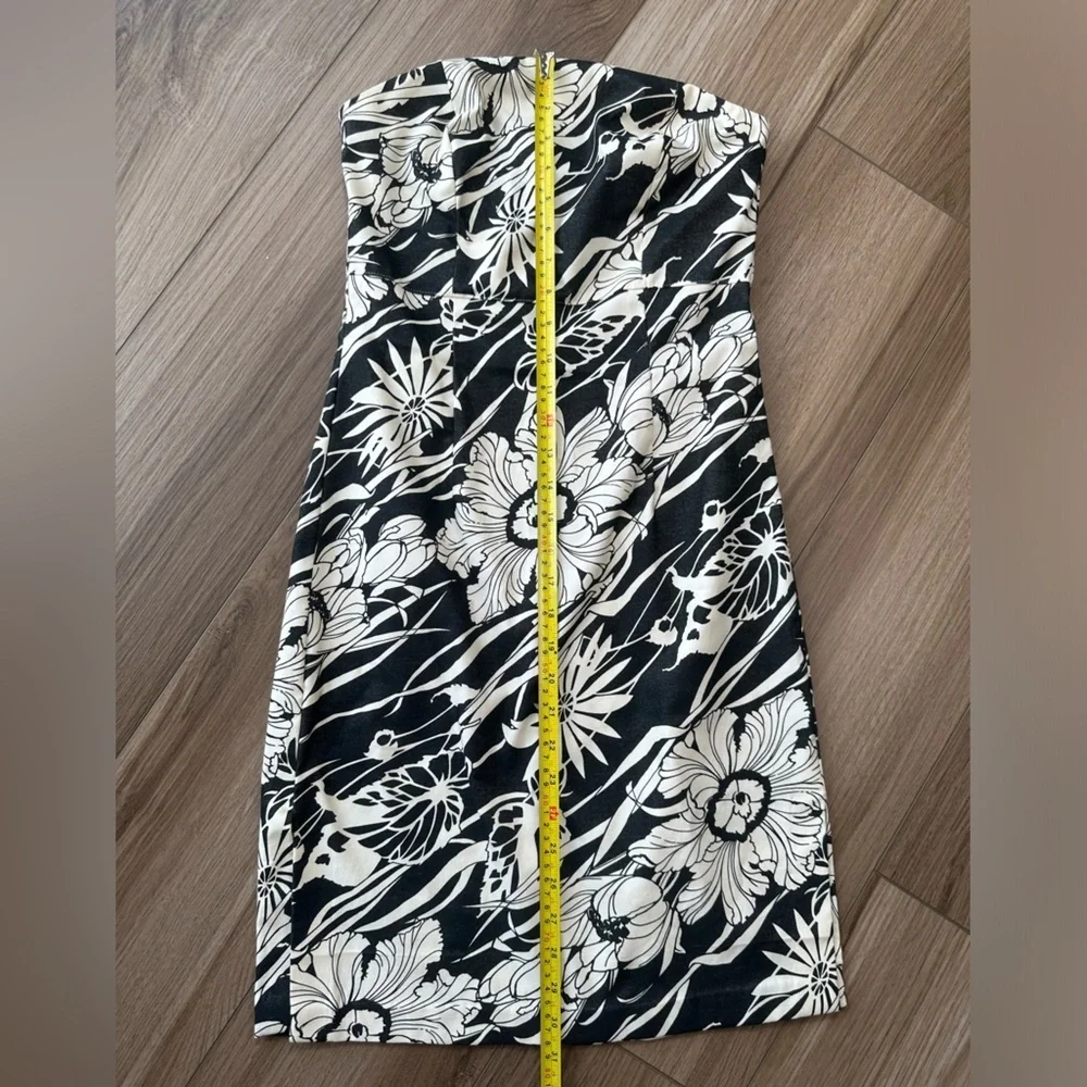 Y2K Vintage Express Black White Hawaiian Tropical Tube Strapless Dress - Picture 7 of 13
